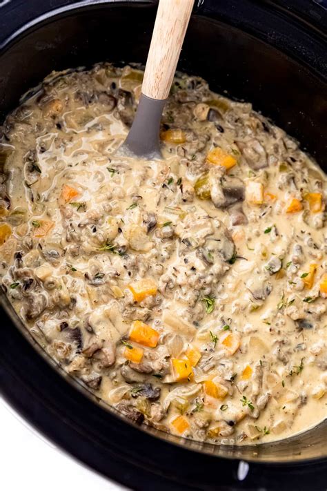 Slow Cooker Mushroom Wild Rice Soup - Jessica in the Kitchen