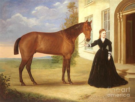 Portrait of a lady with her horse Painting by English School