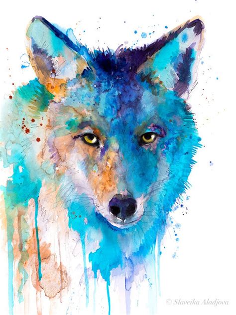 Coyote Watercolor Painting Print by Slaveika Aladjova Art - Etsy