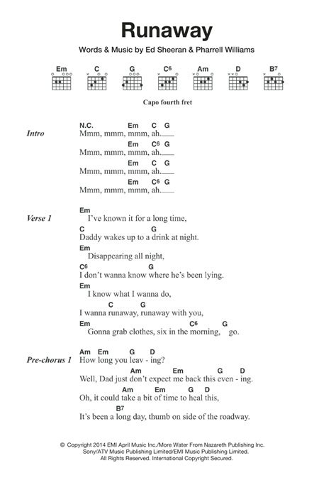 Runaway by Ed Sheeran - Guitar Chords/Lyrics - Guitar Instructor