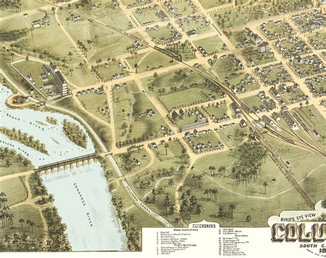 Columbia, South Carolina in 1872 - Bird's Eye View, Map, Aerial ...