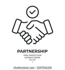 Partnership Handshake Concept Editable Stroke Outline Stock Vector ...