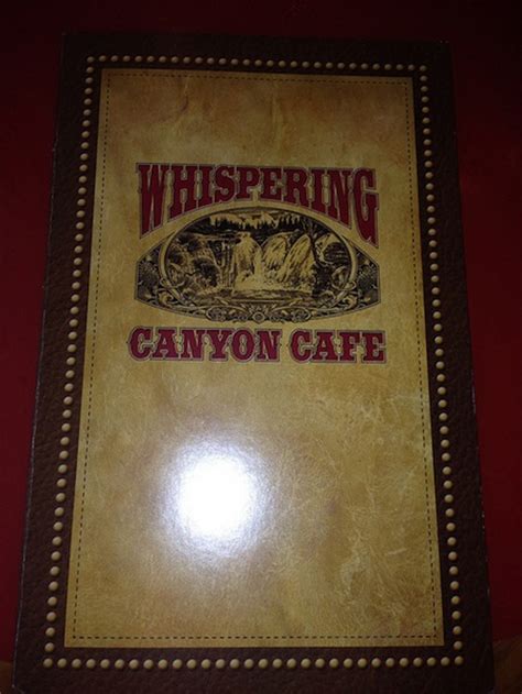 Whispering Canyon Cafe Menu | Disney's Wilderness Lodge