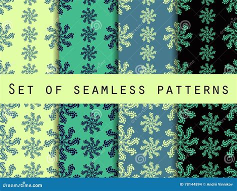 Set Seamless Patterns. Color Mint. the Pattern for Wallpaper, Bed Linen, Tiles, Fabrics ...