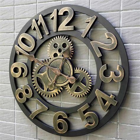 40/45/50cm 3D Wall Clock Large/Wooden/Vintage Wall Clocks Silent ...