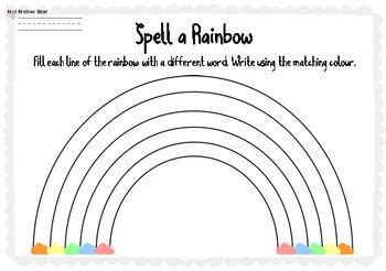 I Can Spell a Rainbow - Spelling Practice Worksheets by Mrs Mellow Bear