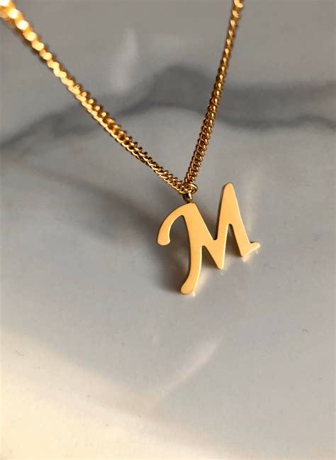 Initial M Necklace Monogram Necklace Letter M Name - Etsy