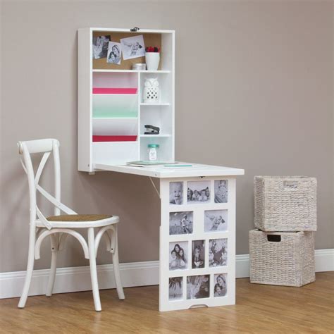 DealsDirect - Photo Frame Fold Down Multi Storage Desk - White | Fold ...