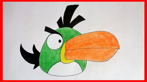 How to draw angry birds green bird Hal - YouTube