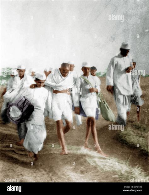 Mahatma Gandhi marching Salt Satyagraha, India, Asia, March 1930, old vintage 1900s picture ...