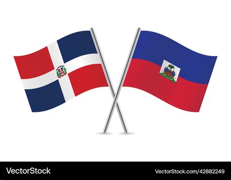 Dominican republic and haiti crossed flags Vector Image