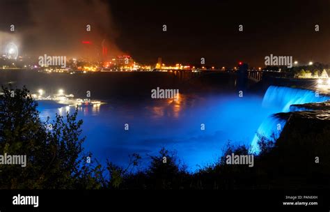 Niagara falls at night with colourful lights Stock Photo - Alamy