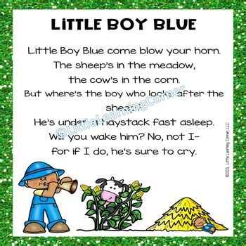 Little Boy Blue | Colored Nursery Rhyme Poster by Little Learning Corner