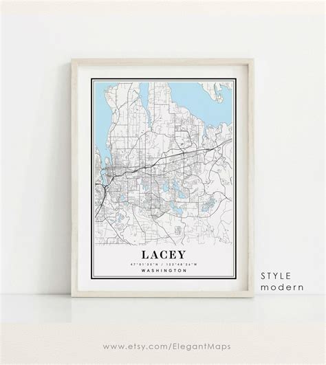 Lacey Washington Map Lacey WA Map Lacey City Map Lacey - Etsy