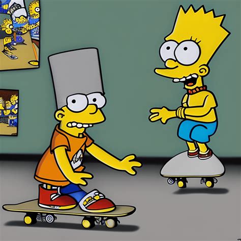 Bart Simpson Skateboarding in a Park Photograph · Creative Fabrica