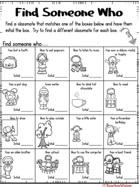 Back To School Find Someone Who | Kindergarten worksheets, Get to know you activities ...