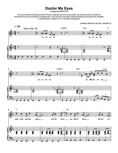 Tunescribers | Doctor My Eyes | Sheet Music