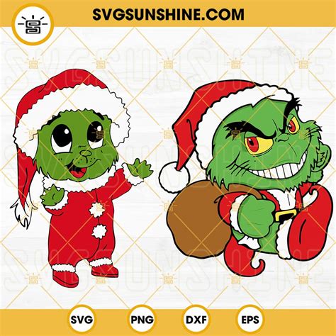 Baby Grinch SVG Bundle, Baby Grinch Christmas SVG, Little Santa SVG