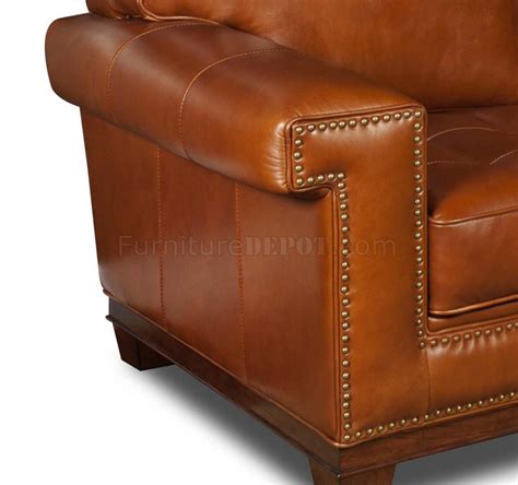 Rustic Top Grain Leather Modern Sofa w/Optional Items