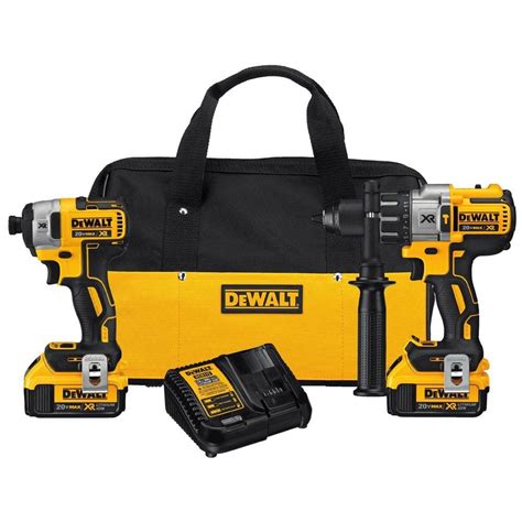 DEWALT 20V MAX XR Cordless Brushless Hammer Drill/Impact 2 Tool Combo ...