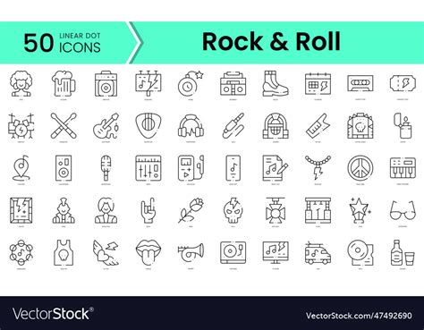 Set of rock n roll icons line art style icons Vector Image