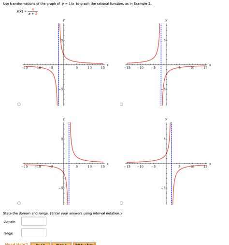 Solved Use transformations of the graph of y = 1/x to graph | Chegg.com