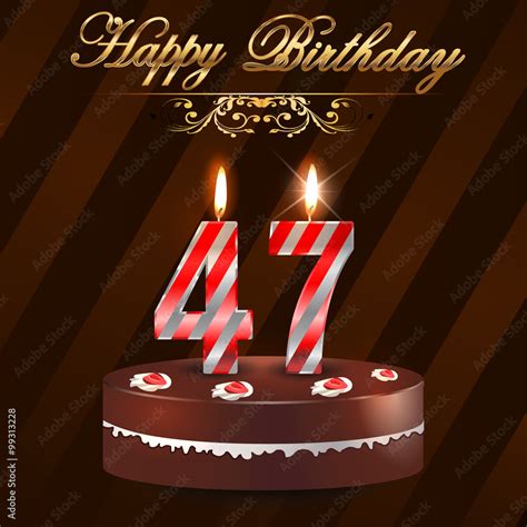 47 year Happy Birthday Card with cake and candles, 47th birthday ...