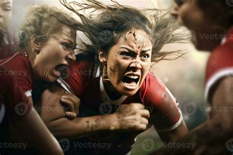 Female rugby players competing on the rugby field 29883534 Stock Photo ...