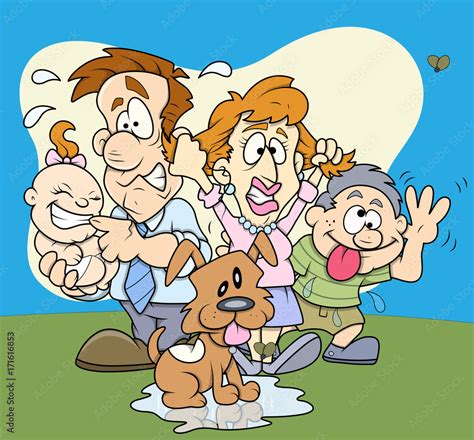 Cartoon Funny Family Portrait clip-art Stock Vector | Adobe Stock