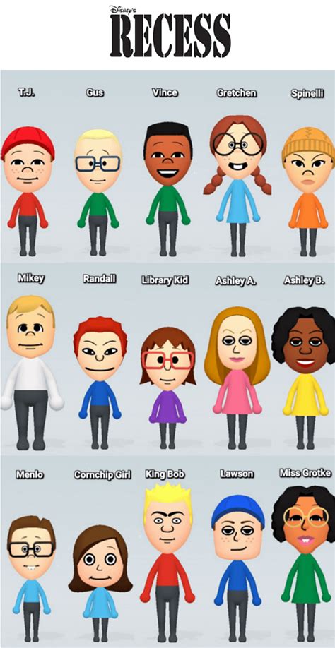 I made Miis of characters from Disney's Recess. : r/Recess