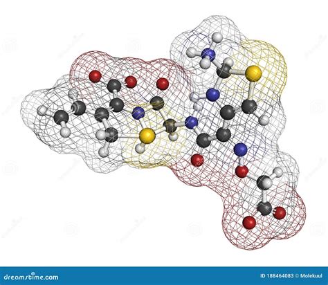 Cefixime Antibiotic Drug Molecule (cephalosporin, Third Generation). Atoms are Represented As ...