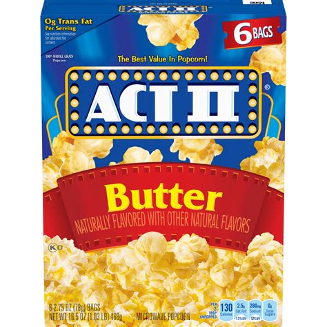 Act II Butter Microwave Popcorn 2.75 Oz 6 Ct - Walmart.com - Walmart.com