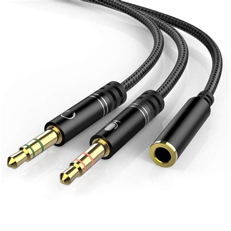 Headphone 3.5mm Splitter Mic Cable for Computer, KOOPAO Headset 3.5mm ...