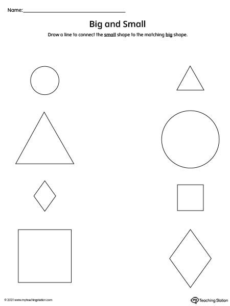 Identifying Big and Small Shapes Worksheet | MyTeachingStation.com