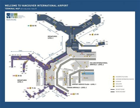 Yvr airport map - Vancouver canada airport map (British Columbia - Canada)