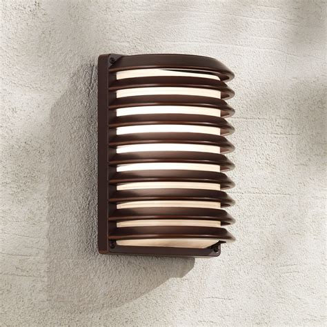 John Timberland Modern Outdoor Wall Light Fixture Rubbed Bronze 10 ...