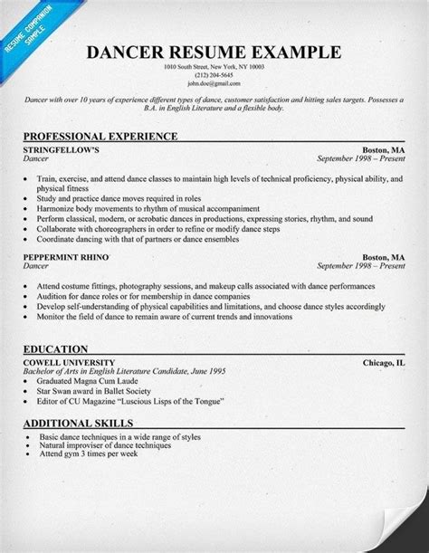 ballet dancer resume sample in 2019 dance resume teacher | Dance resume, Teacher resume template ...