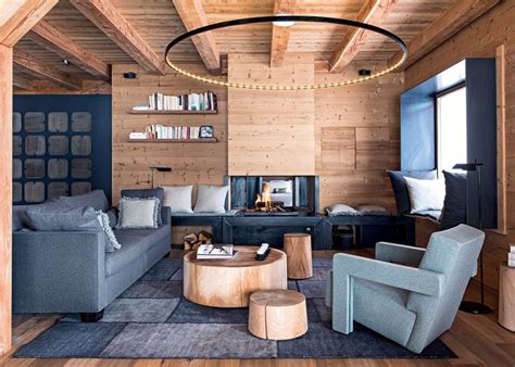 Un salon moderne en bois esprit chalet design | Cabin modern, Wooden ...