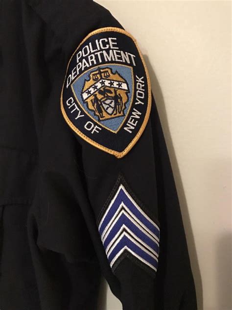 NYPD police uniform shirt with NYPD and Sergeant Chevron patches 15.5 ...