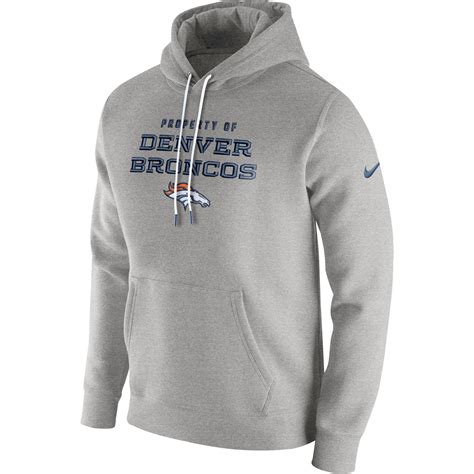 Men's Denver Broncos Nike Gray Stadium Classic Club Fleece Pullover Hoodie