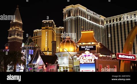 Ultra HD 4K Las Vegas Strip Nightlife Venetian Hotel Crowded Road Traffic Jam Stock Video ...