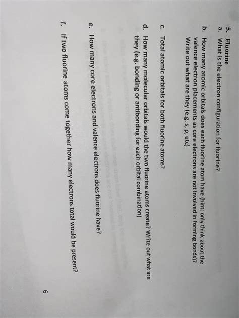 Answered: 5. Fluorine a. What is the electron… | bartleby