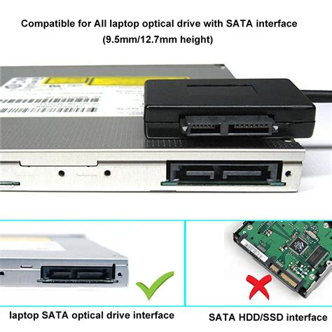 USB 3.0 to 7+6 13Pin Slimline SATA Laptop CD/DVD ROM Optical Drive ...