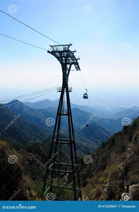 Cable Car on Mount Tai China Stock Image - Image of mountains, outside: 67333647