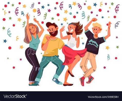 People on party cartoon female excitement dance Vector Image