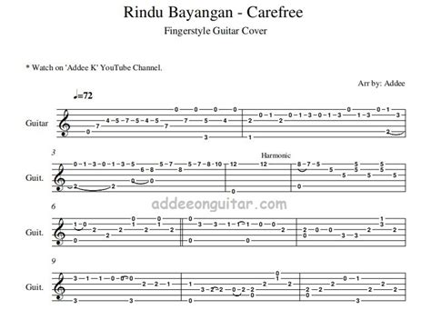 Rindu Bayangan - Carefree Fingerstyle Guitar Cover And TAB - AddeeOnGuitar