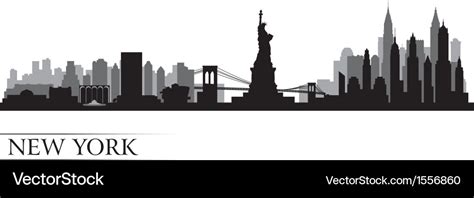 New york city skyline detailed silhouette Vector Image