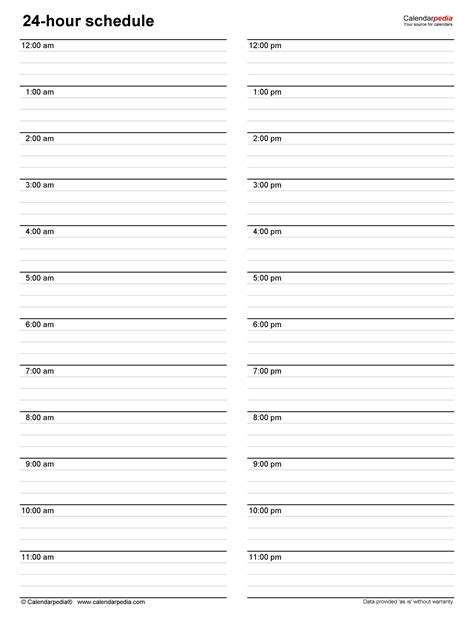 Free Hourly Schedules in PDF Format - 20+ Templates