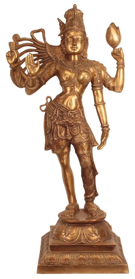 40" Ardhanarishvara In Brass | Handmade | Made In India | Exotic India Art