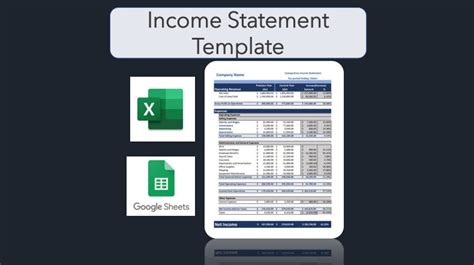 Income Statement Template excel & Google Sheets - Etsy